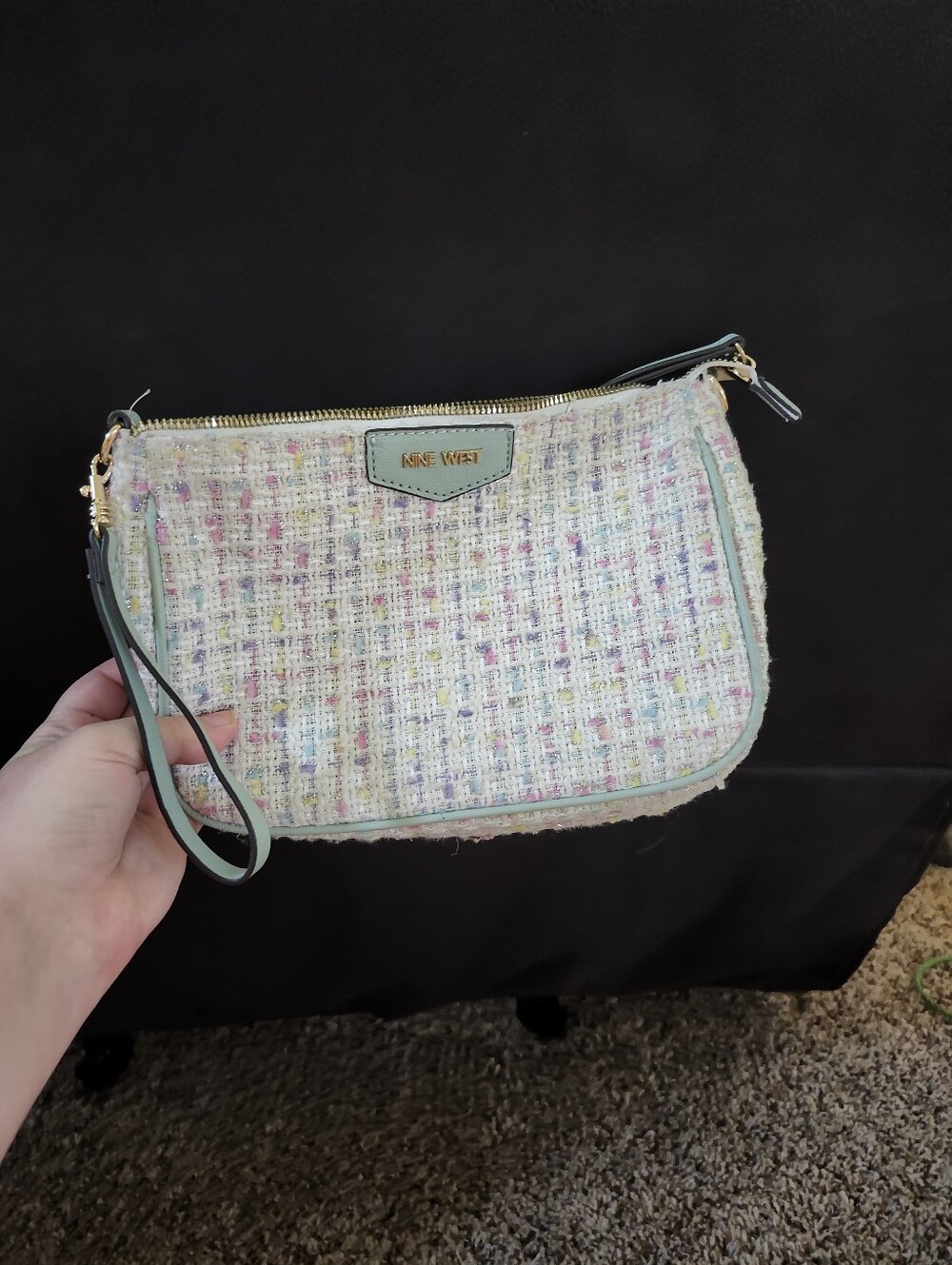 Nine West Pastel Tweed Wristlet Clutch - Mint Trim & Multi Pastel